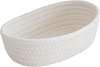 Natural Cotton Rope Woven Storage Basket - Tiny Oval Organizer for Montessori, Easter, Shelves & Closets, White