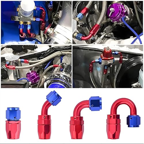 Miniatura 6 de 6AN - Adaptador de extremo de manguera recto, giratorio de aluminio para manguera de combustible trenzada CPE 0 45 90 180, kit de adaptador de