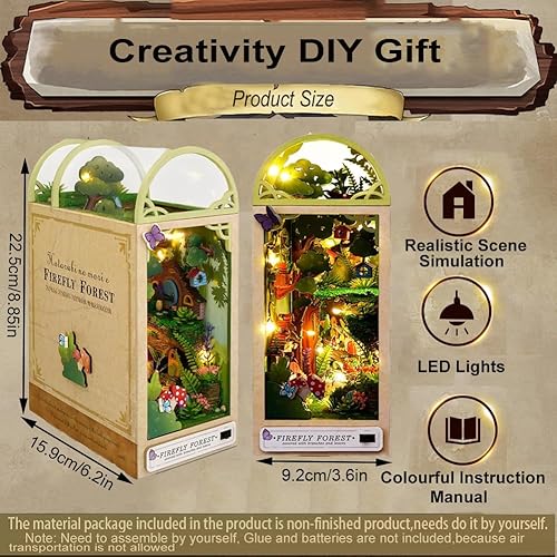 Miniatura 2 de Rompecabezas de madera 3D Jungle Hut para libros, casa de muñecas, sujetalibros de madera, kit de construcción con luz LED para adolescentes y