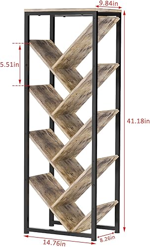 Miniatura 7 de Estantería de árbol – Estantería de árbol de 9 niveles para libros de tapa dura, estantería pequeña para espacios pequeños, estantes organizadores