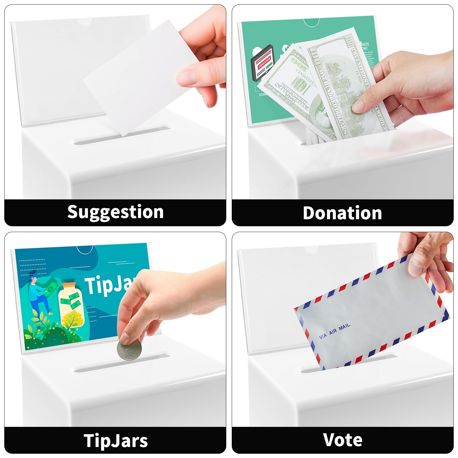 Urna Per Votazioni E Donazioni - Scatola Bianca Con Serratura E Supporto Per Messaggi | Ideale Per Raccolte - Foto 6