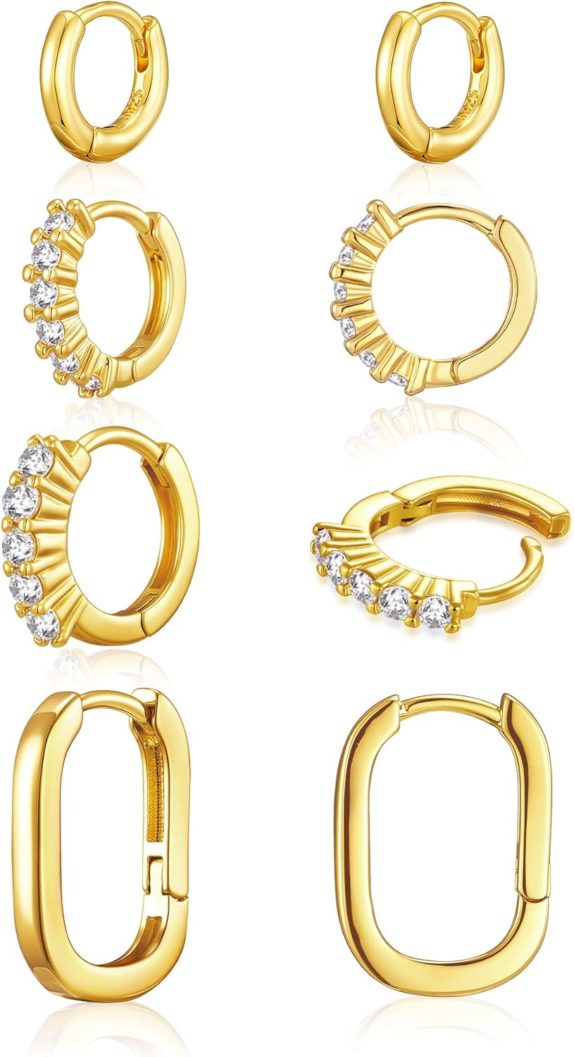 wowshow Gold Hoop Earrings for Women Chunky Hoops 14K Gold Plated Thick Hollow Tube Lightweight Earrings for Mother Birthday Gifts 20/25/30/40/50MM