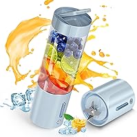 Vista 11 de Licuadora Portátil Exprimidor Personal para Batidos y Smoothies - Botella Mezcladora Eléctrica de Proteínas de 20 OZ con Funda Aislante, Tapa
