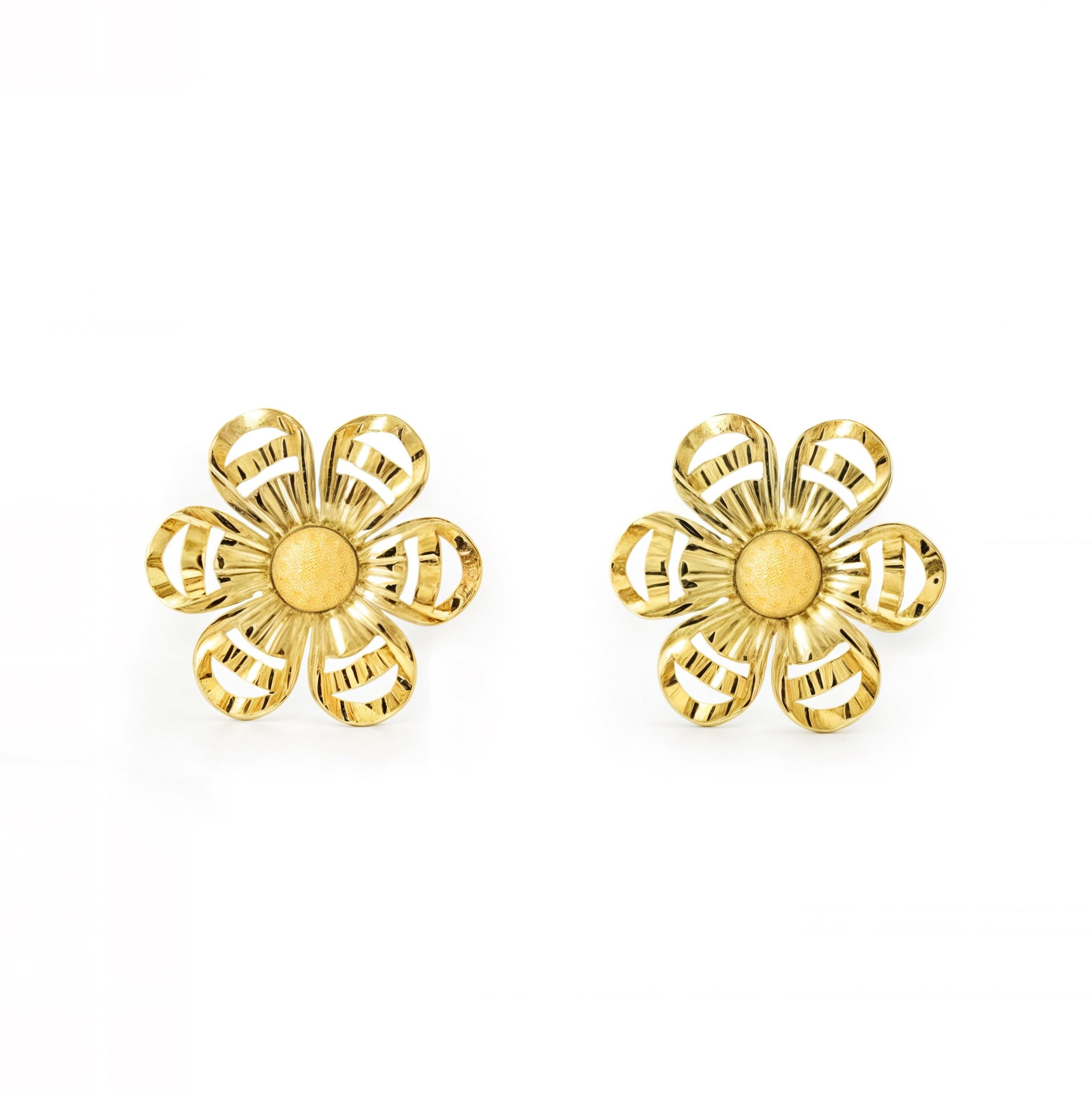 Damen & Kinder Blume Ohrstecker - Gelbgold 18 Karat (750)