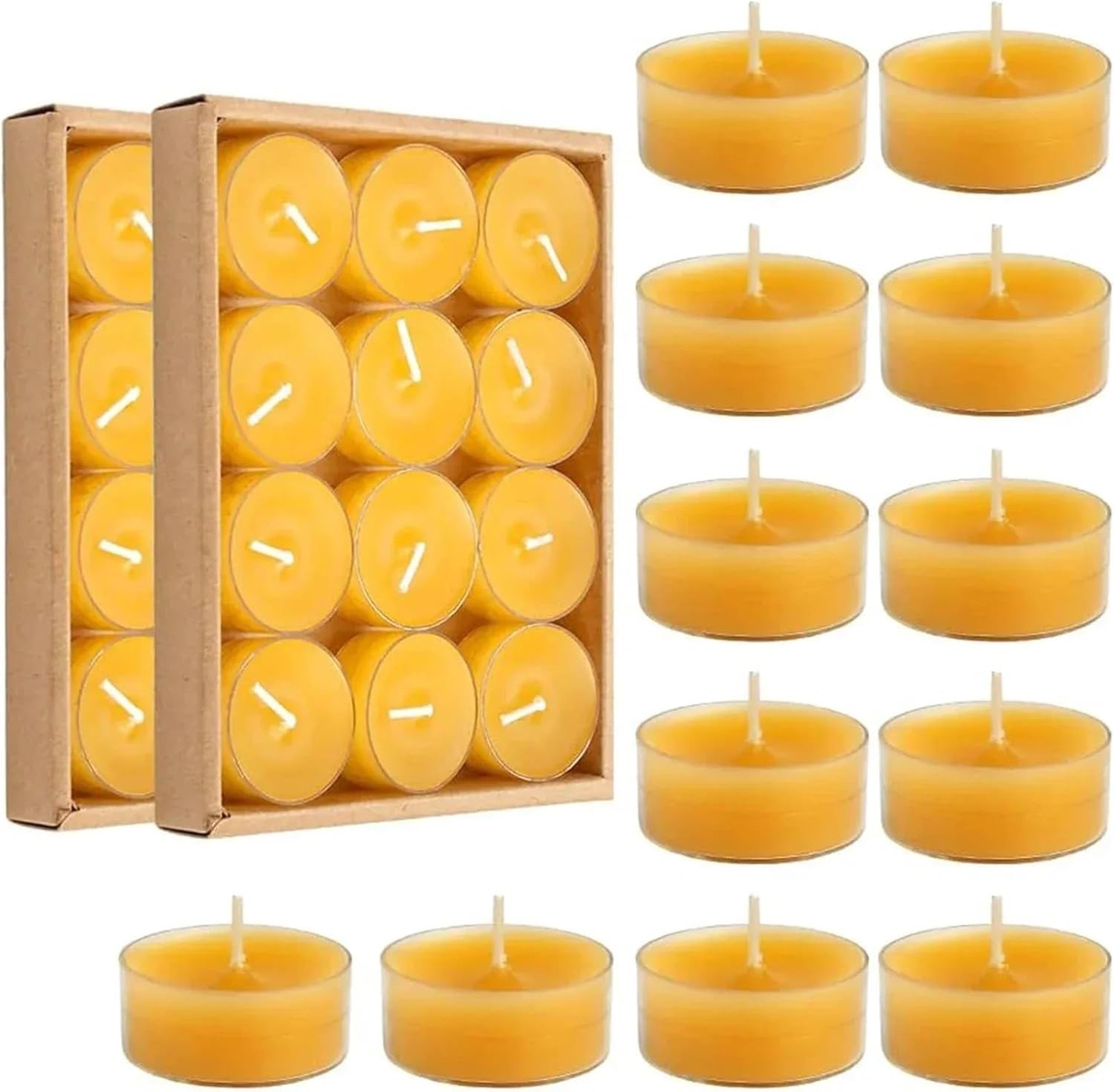 Scented Tealight Candles 24Pcs Natural Beeswax Tea Candles Smokeless for Home