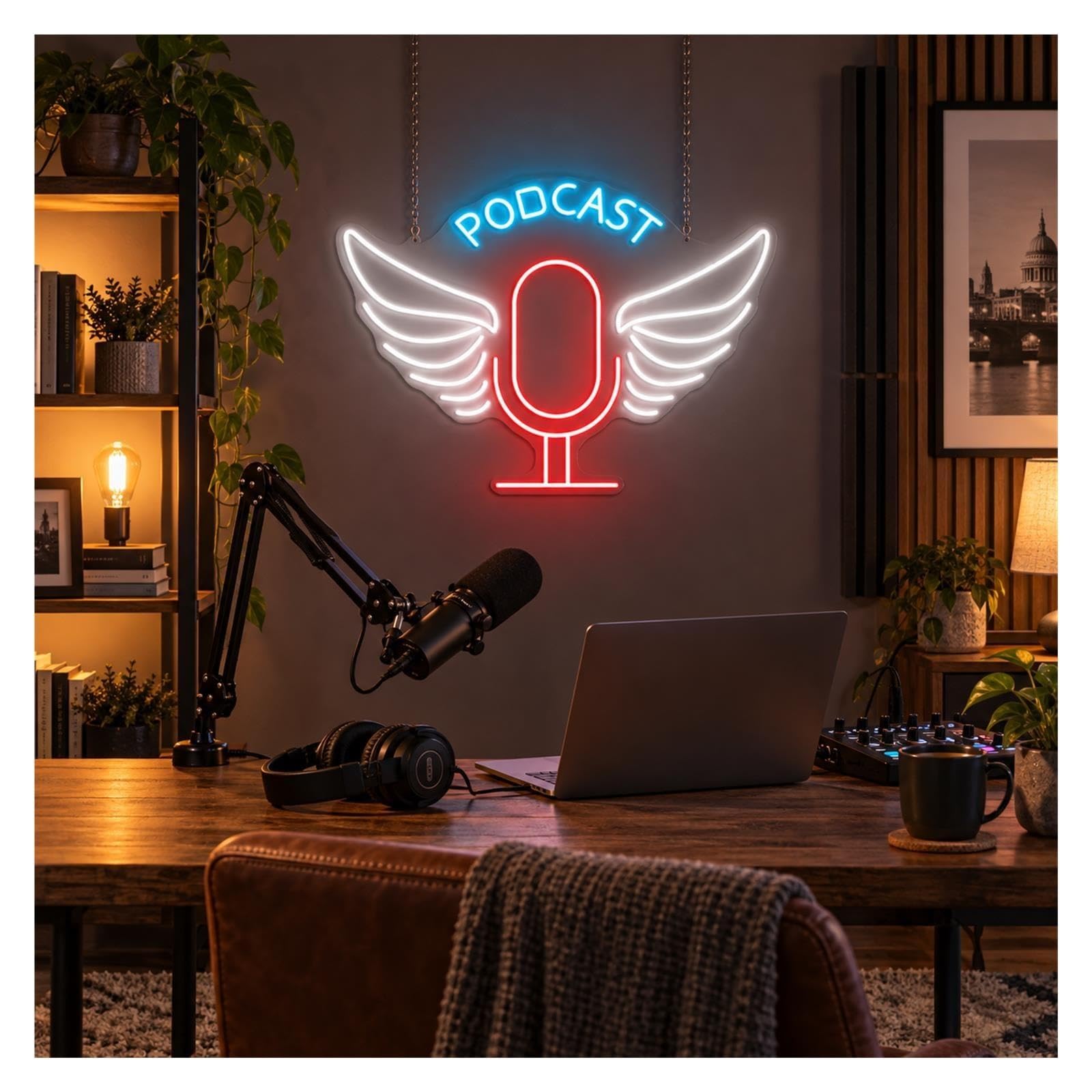 AtmosphäreHeimdekoration Podcast Microphone Neon Sign