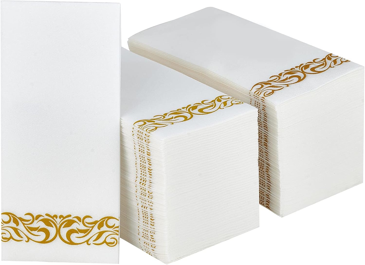 200 Pack Guest Towels Disposable Bathroom, Soft and Disposable Hand Towels, Decorative Bathroom Napkins for Party,Dinners, Wedding, Thanksgiving, Gold
