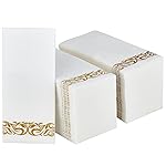 200 Pack Guest Towels Disposable Bathroom, Soft and Disposable Hand Towels, Decorative Bathroom Napkins for Party,Dinners, Wedding, Thanksgiving, Gold