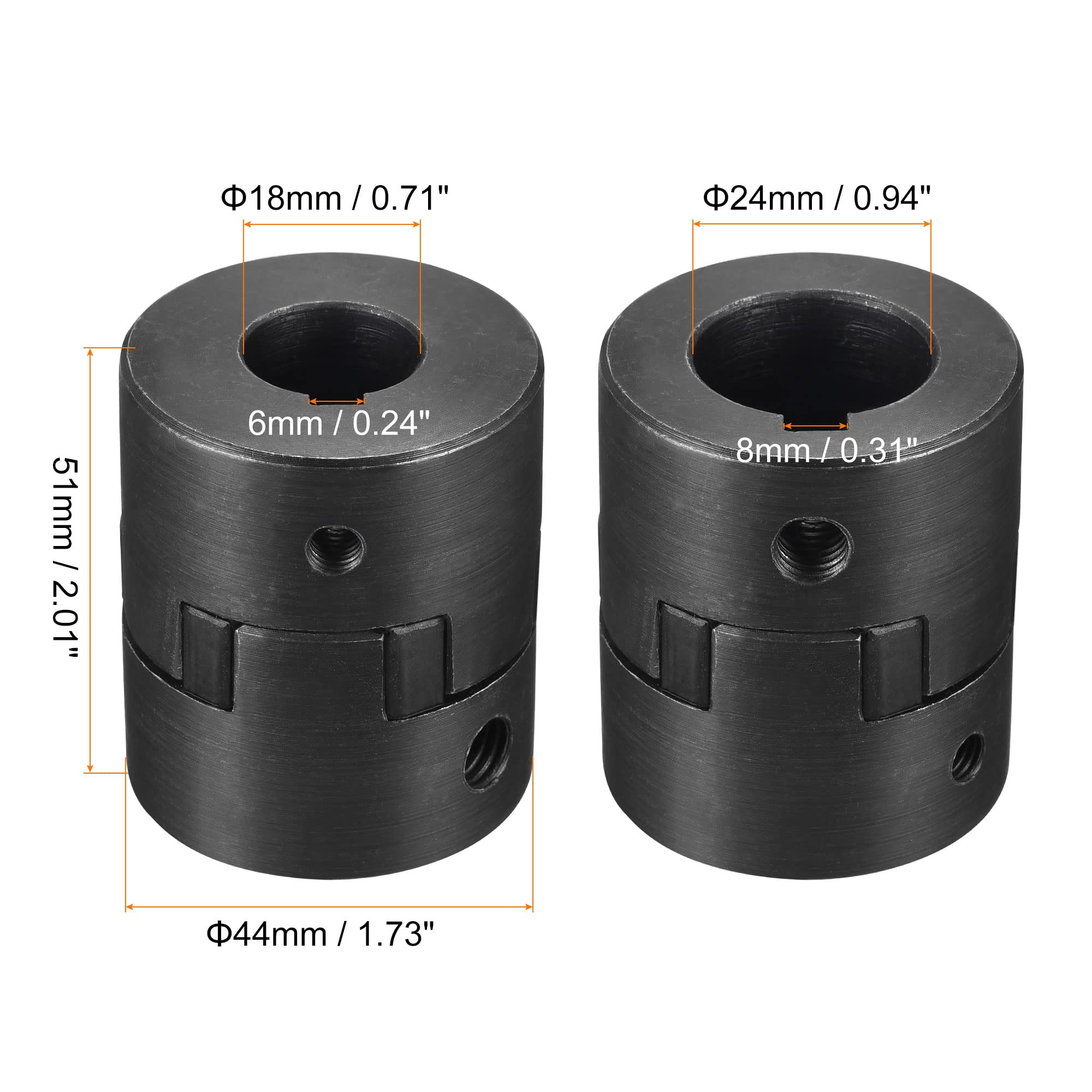 sourcing map Flexible Kupplungswelle 18 mm bis 24 mm, 51 mm x 44 mm