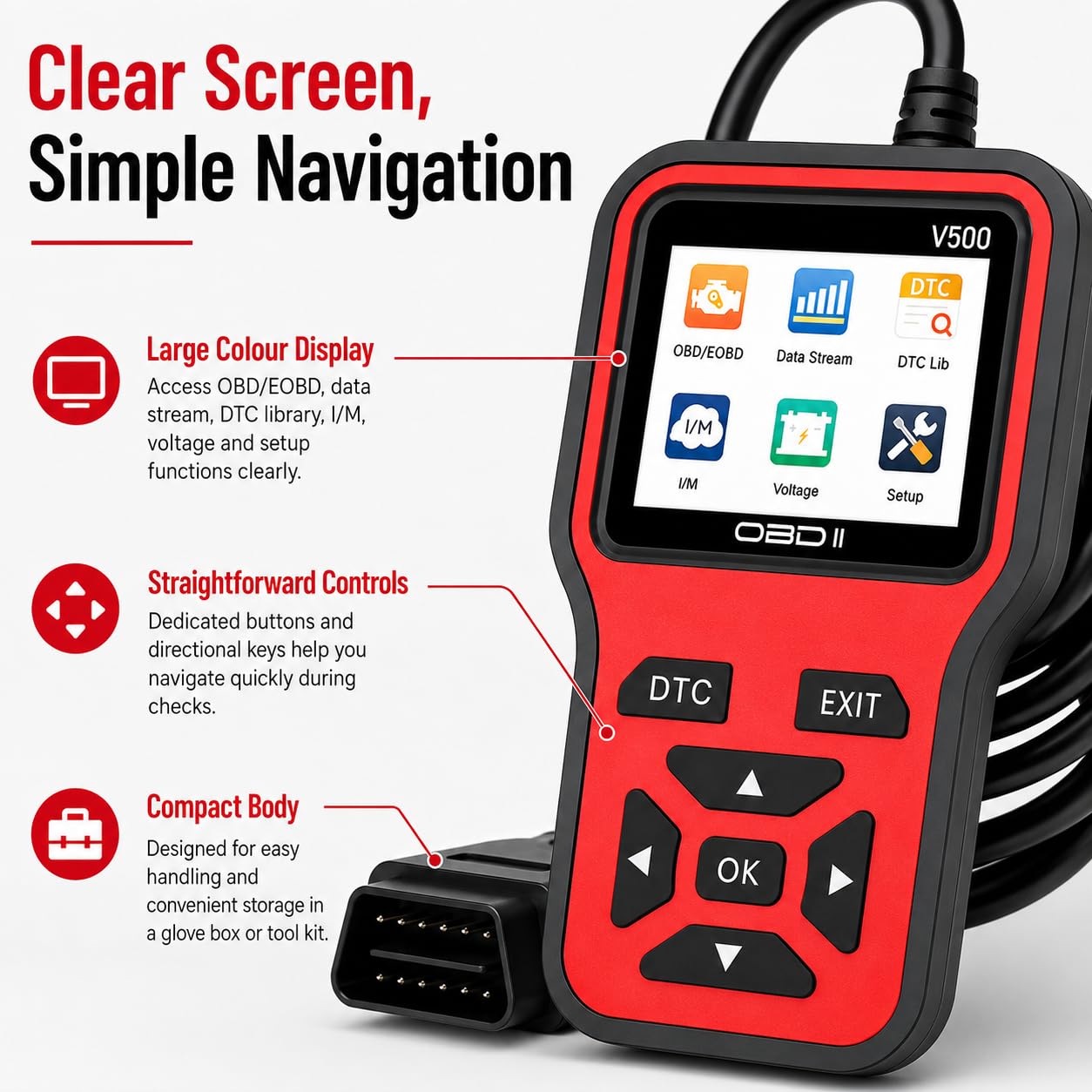 OBD2 samochodowy skaner diagnostyczny silnika czytnik kodów usterek benzyny narzędzie pojazdu | DTC Reading Clearing Live Data I/M Readiness Check Automotive Troubleshooting Device