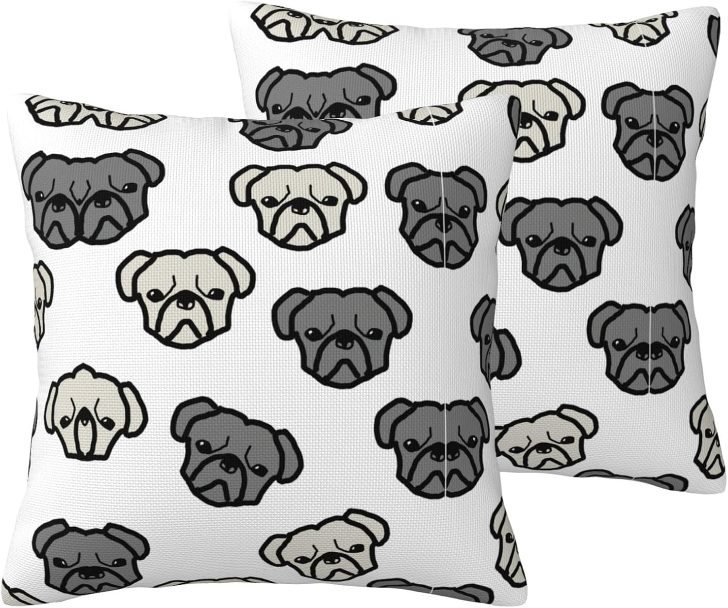 Merican Dog Head Imitation Linen Pillowcase -2 Sets, Fashionable Home Decoration, Used for Sofas, Gardens, beds