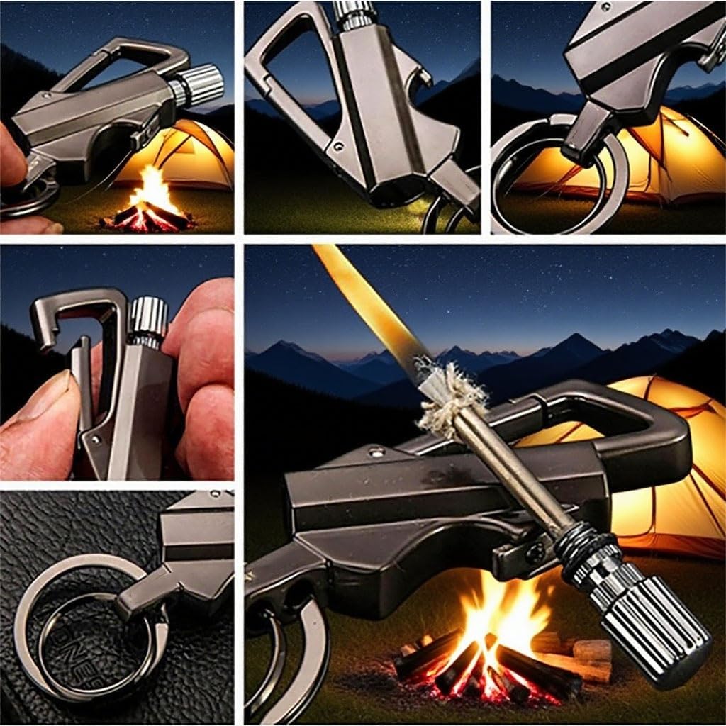 Permanent Match Infinity Lighter with Multitool Keychain Bottle Opener, Portable Multifunction Kerosene Ignition Device(2pack 2)