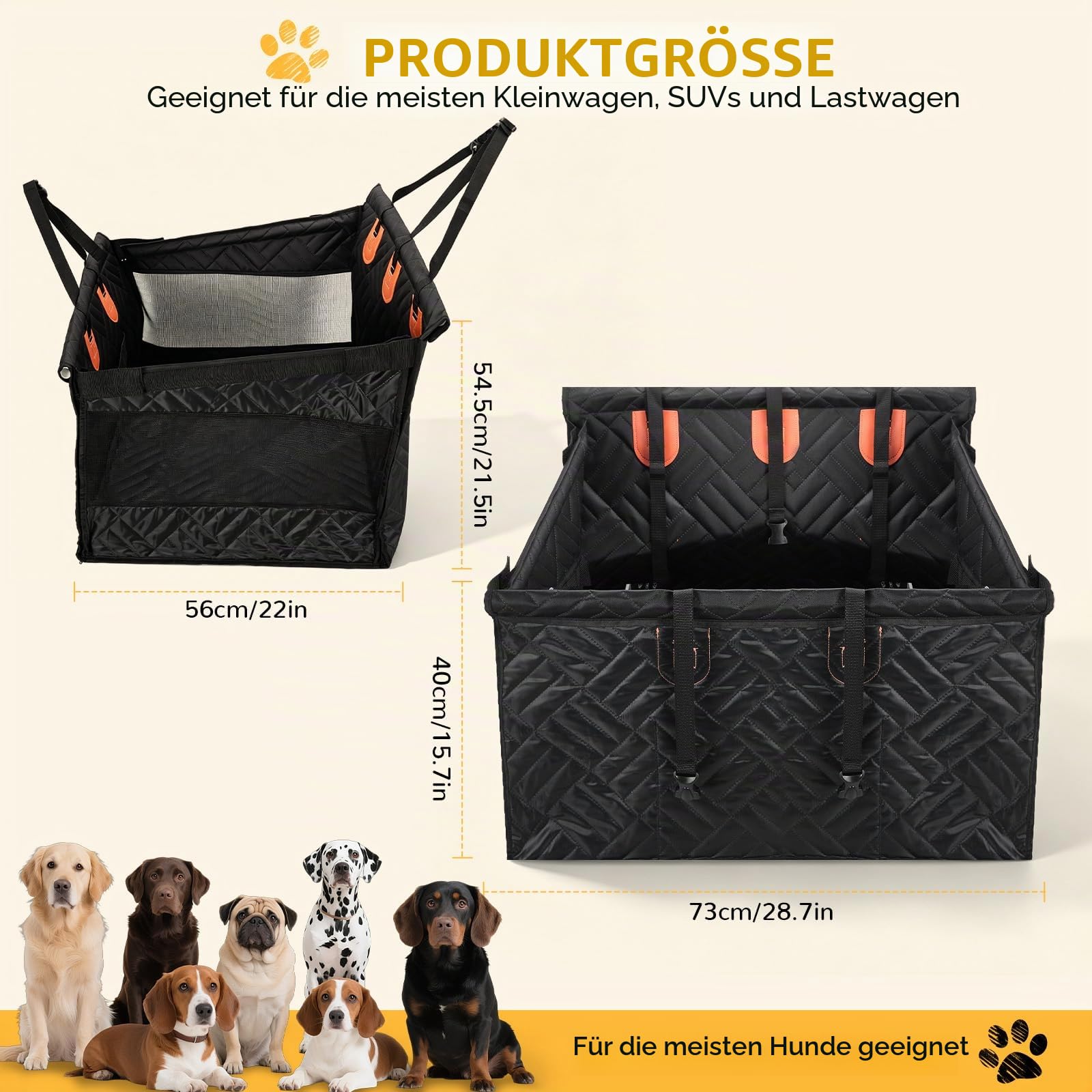 Hunde Autositz Rückbank für Großhunde,Sicherheitssitz mit Befestigungsgurt, Rutschfester & Wasserdichter Hundesitz als Hundebett für Auto, SUV