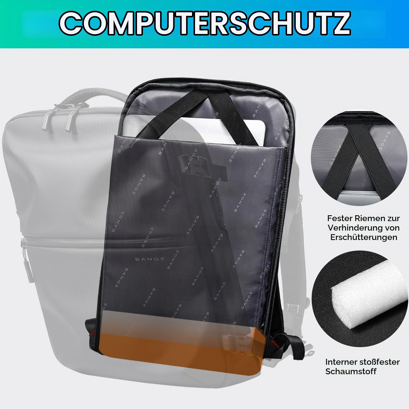 BG FUTURE AESTHETICS Reiserucksack für Männer, wasserdichter, leichter Laptop-Tagesrucksack für Business und Arbeit, Anti-Diebstahl-Rucksack für Männer und Frauen