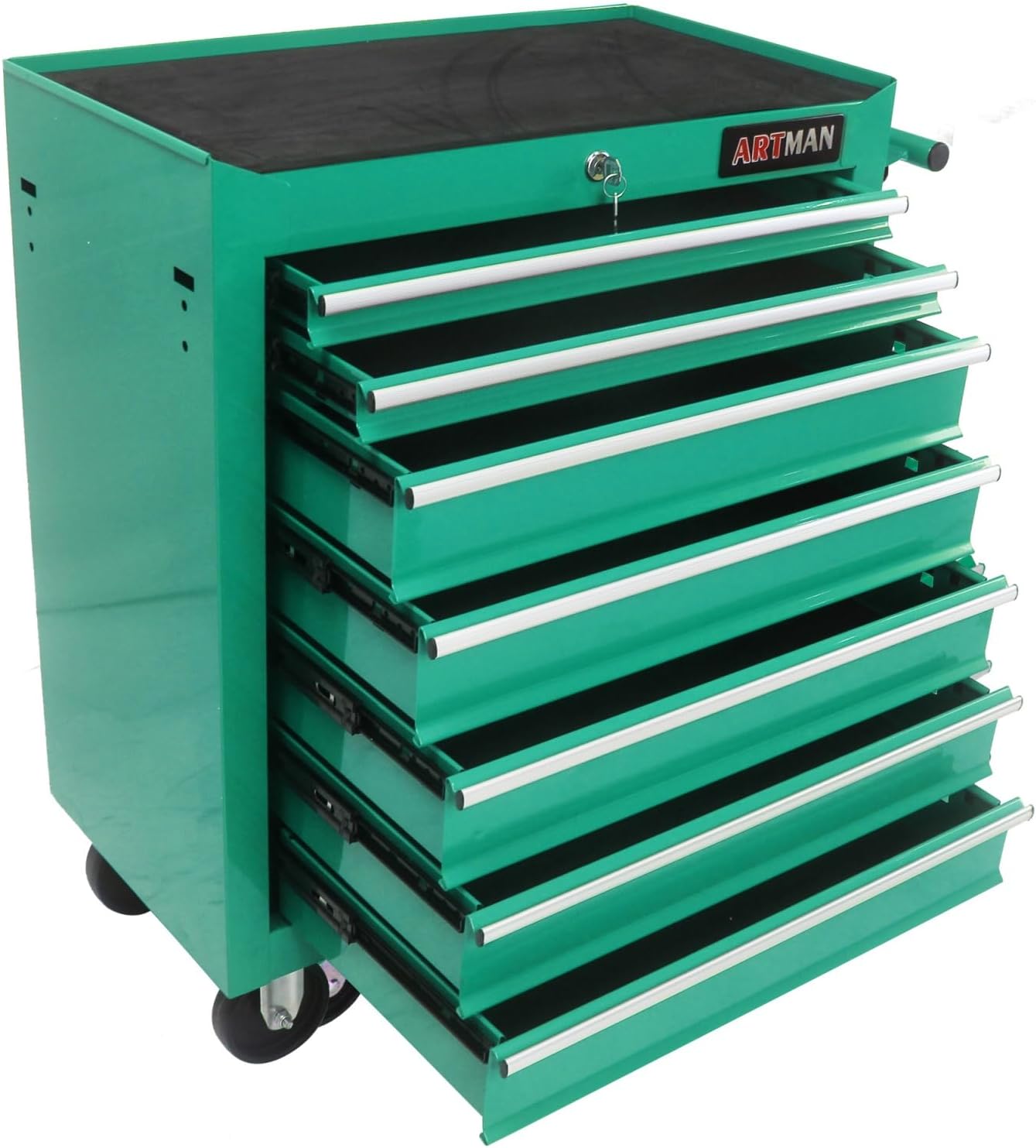 7 Drawers Multifunctional Tool CART with Wheels-Green