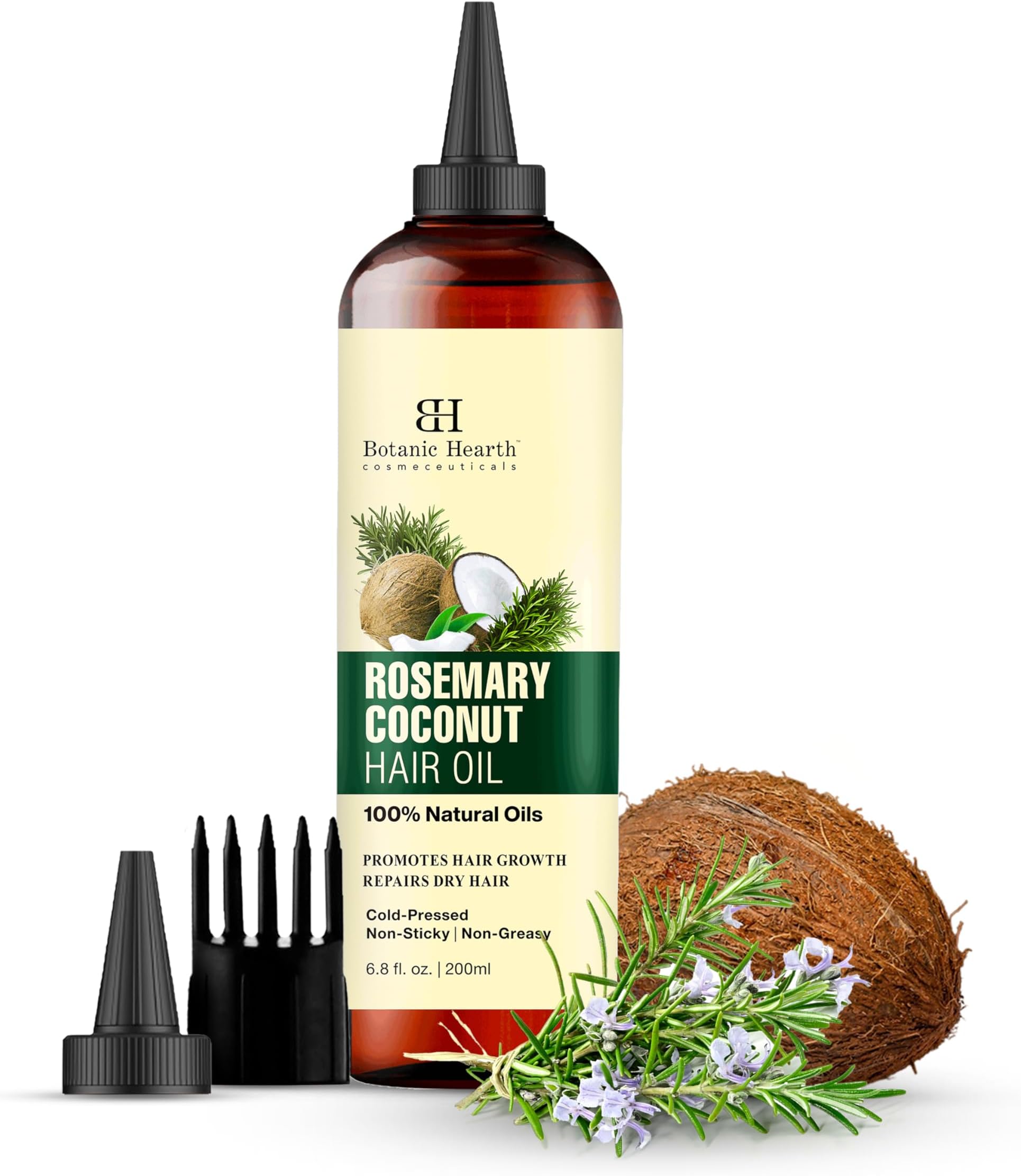 Botanic Hearth 100% Pure Rosemary Biotin Oil For Hair Growth & Hair Treatment Oils 6.7 Fl oz | Infused with coconut Oil | Hair Oil Repairs Dry Damaged Hair, Strengthening, Healthier | All Hair Types