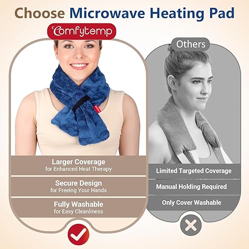 Miniatura 9 de Comfytemp Bolsa de hielo grande y almohadilla térmica para microondas para cuello, hombros, parte superior de la espalda, calentador de cuello