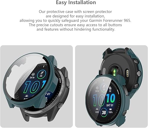 Miniatura 3 de Paquete de 5 Funda compatible con Garmin Forerunner 965 con protector de pantalla de vidrio templado, Smartwatch de protección completa de