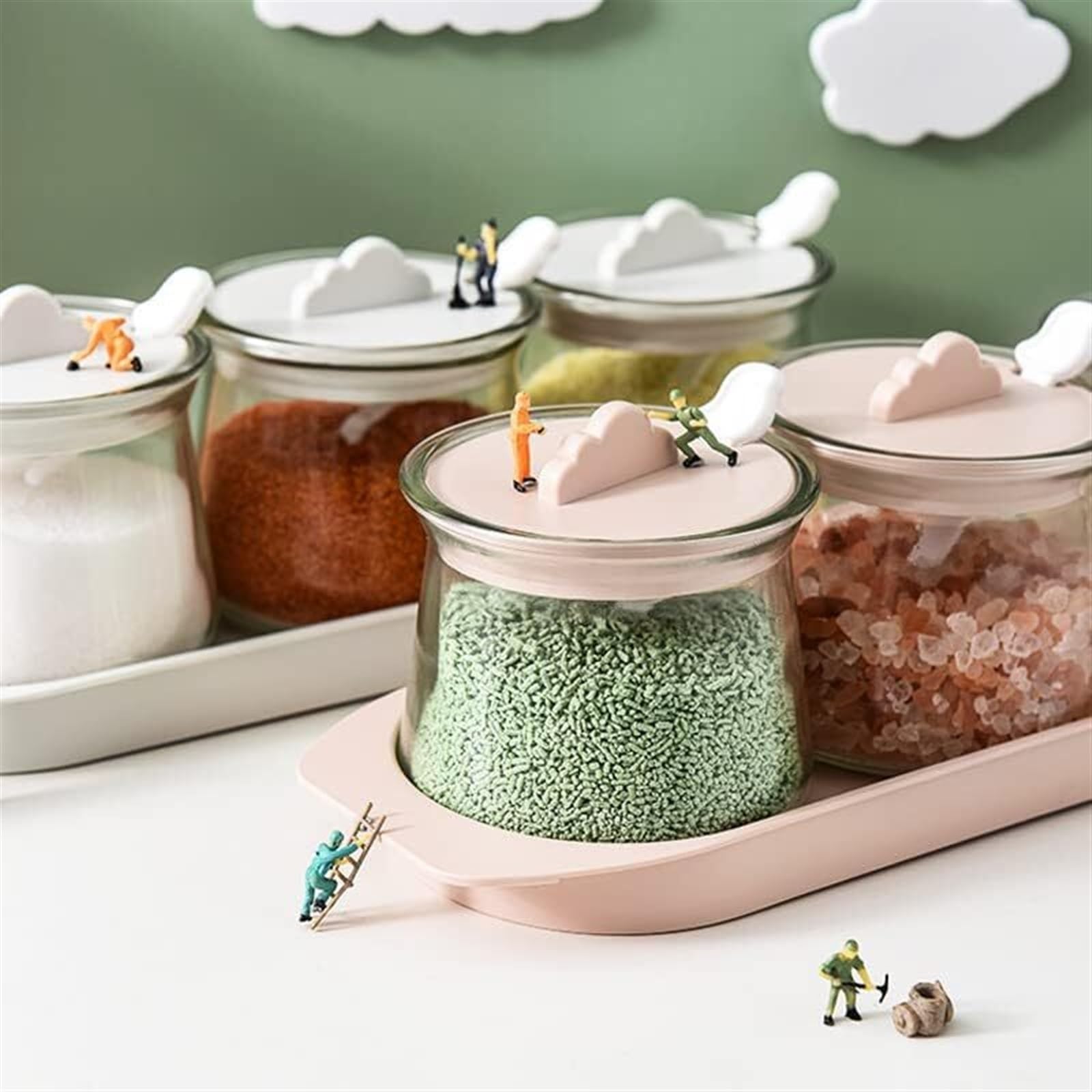 Pots d'assaisonnement, boîte à épices, coffret d'assaisonnement en verre de cuisine, salière, poivrière, pots à condiments, bidons de stockage, gadgets, pots à épices simples (couleur : bleu, taille (