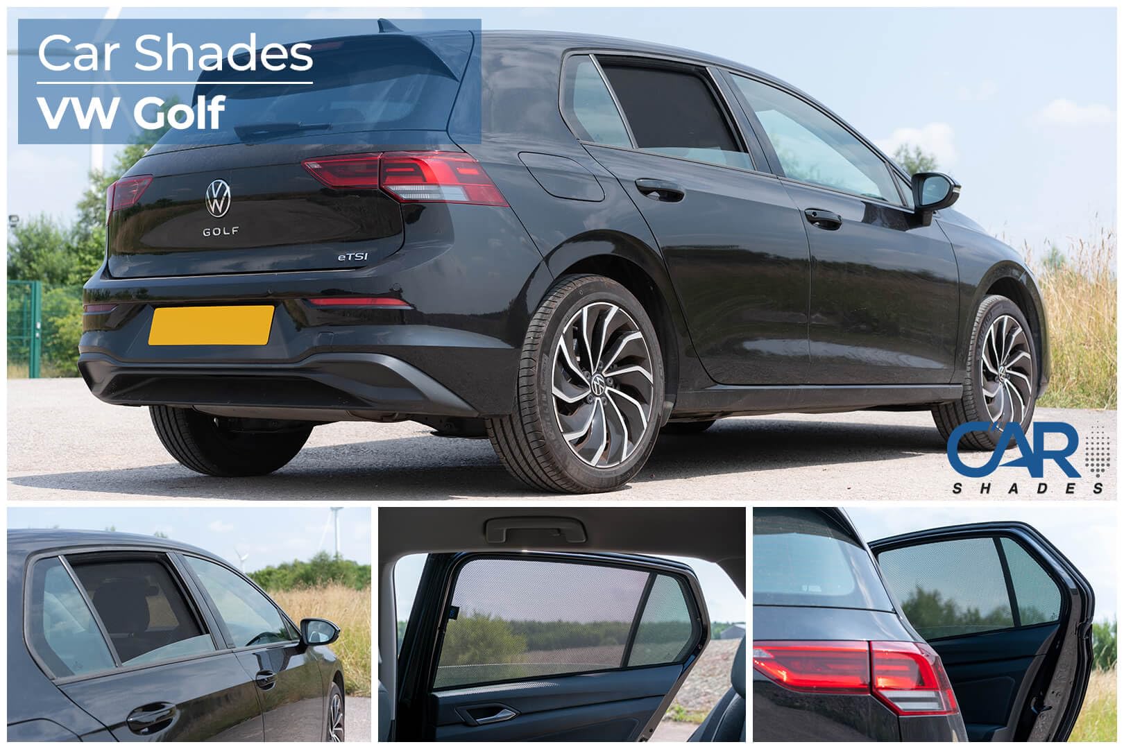 Car Shades Set (Porte Laterali Posteriori) Compatibile con Volkswagen Golf VIII 5-Porte 2020- (2-Parti) Tendine Parasole su Misura