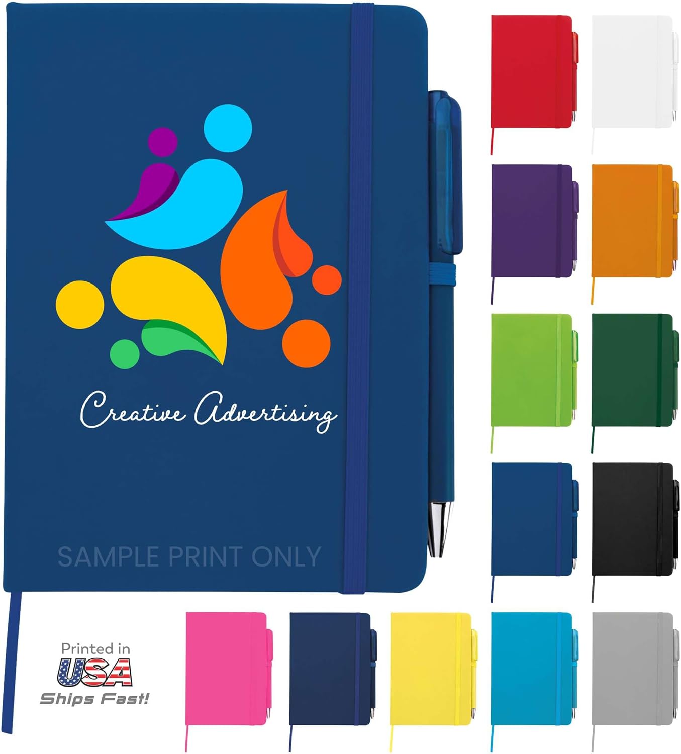 Personalized Notebook Journal – 5” x 7” Customized Notebook with Name, Text or Logo - 100 Page Custom Journal. Leatherette Hardcover & Pen - Yellow 75 Pack