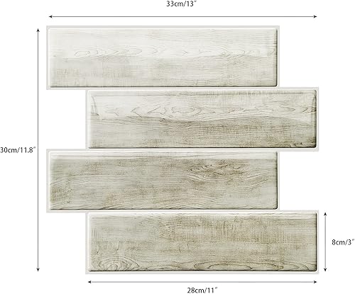 Miniatura 7 de VANCORE Azulejos de cocina de 12.0 x 12.0in, paneles de pared de grano de madera 3D, azulejos de mármol autoadhesivos, papel decorativo de pared, 5