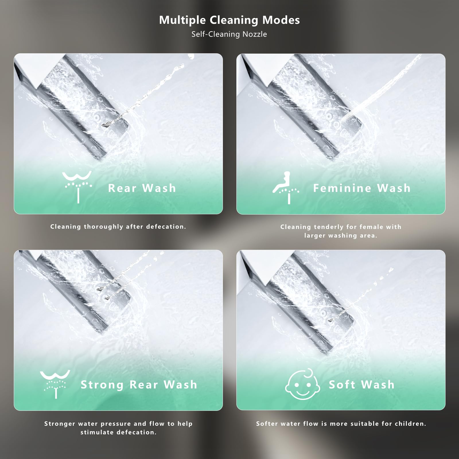 WONDERSKY Elongated Bidet Toilet Seat Smart Heated Toilet Seat with Warm Water and Dryer Soft Close Bidet Seat — view 4