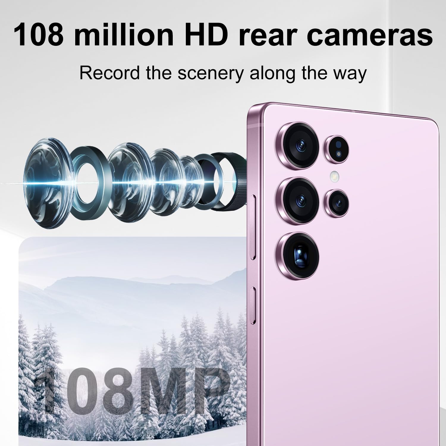 I25 Ultra Smartphone: 16GB RAM, 512GB Storage, 7000mAh Battery, 6.99" Display, Android 14, Built-in Stylus - Ultimate Performance & Power (Pink)