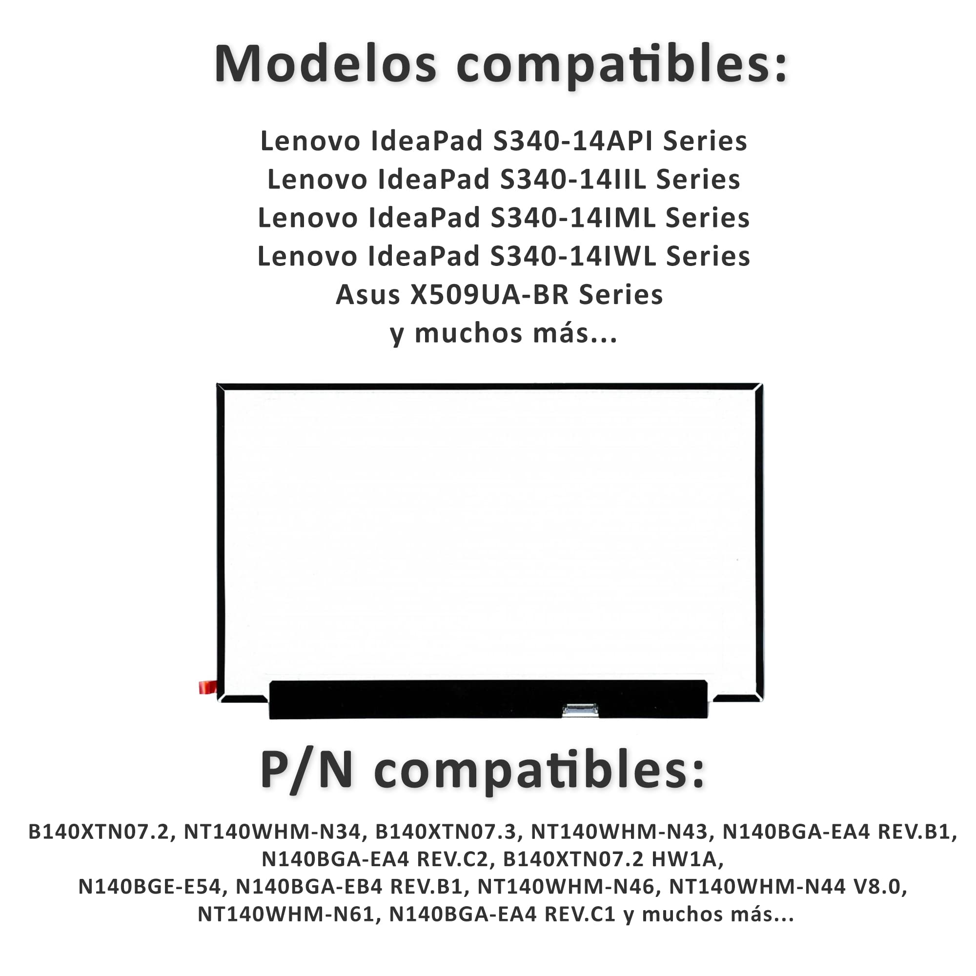 PORTATIL MOVIL - Pantalla LED Mate DE 14" Compatible con N140BGA-EA4 Rev.C1 N140BGA-EA4 Rev.C2