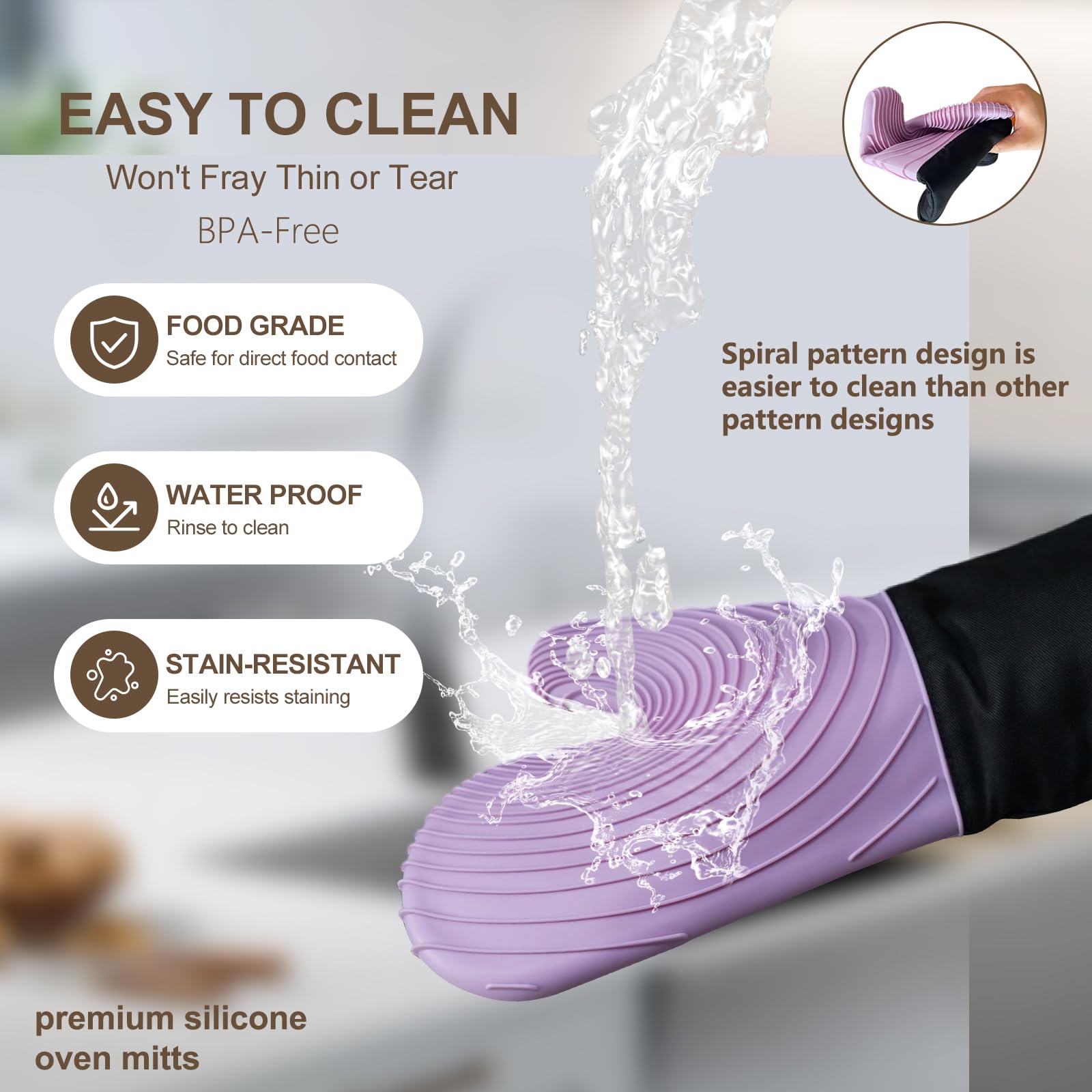 Ofenhandschuhe, Silikon, Ofenhandschuhe, hitzebeständig, 250 °C, rutschfest, Küchenhandschuhe, Silikon, Ofenhandschuhe, 1 Paar – Ofenhandschuhe, Silikon, Topflappen für Küche, Ofenhandschuhe