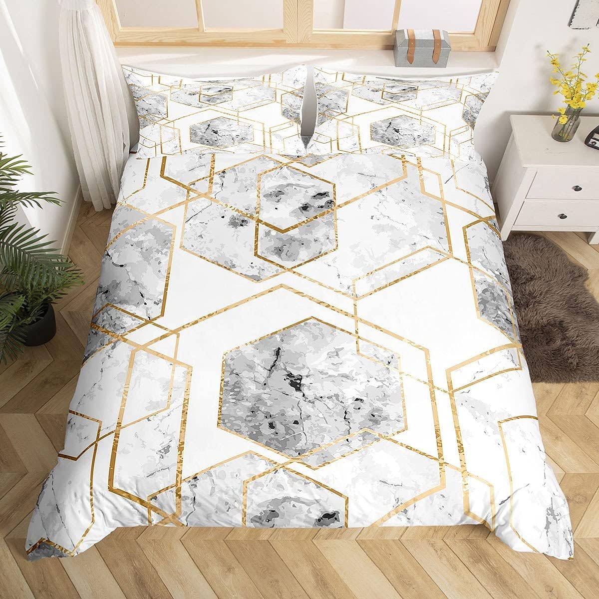 Housse de couette 260x240 fermeture éclair marbre pour lit super king