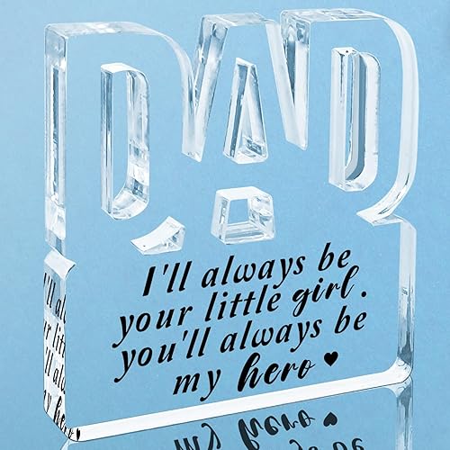 Regalos para papá de hija, regalos de cumpleaños para papá, ideas para papá de hija, Always Your Little Girl, Forever My Hero, letrero de acrílico