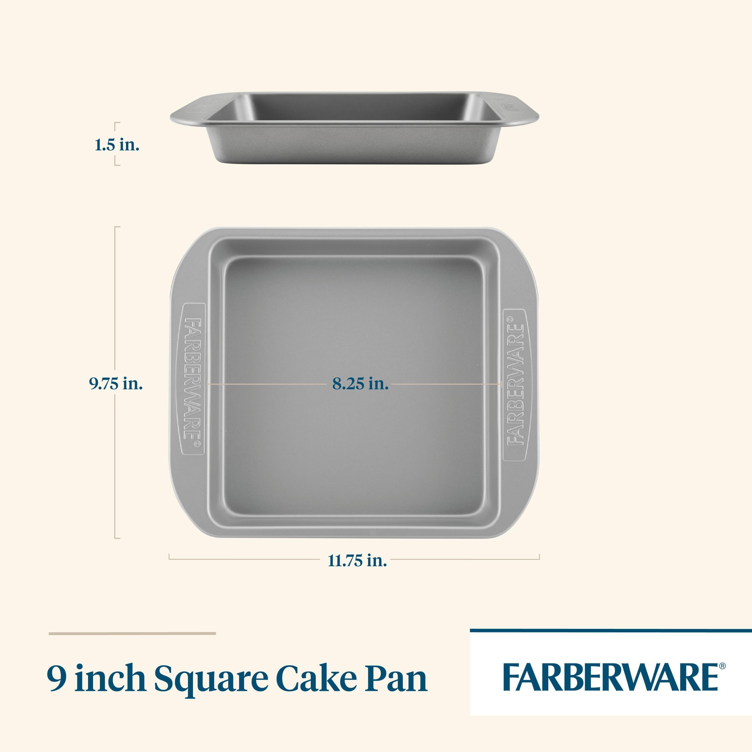 Farberware Nonstick Bakeware Nonstick Baking Pan/Nonstick Cake Pan, Square - 9 Inch, Gray