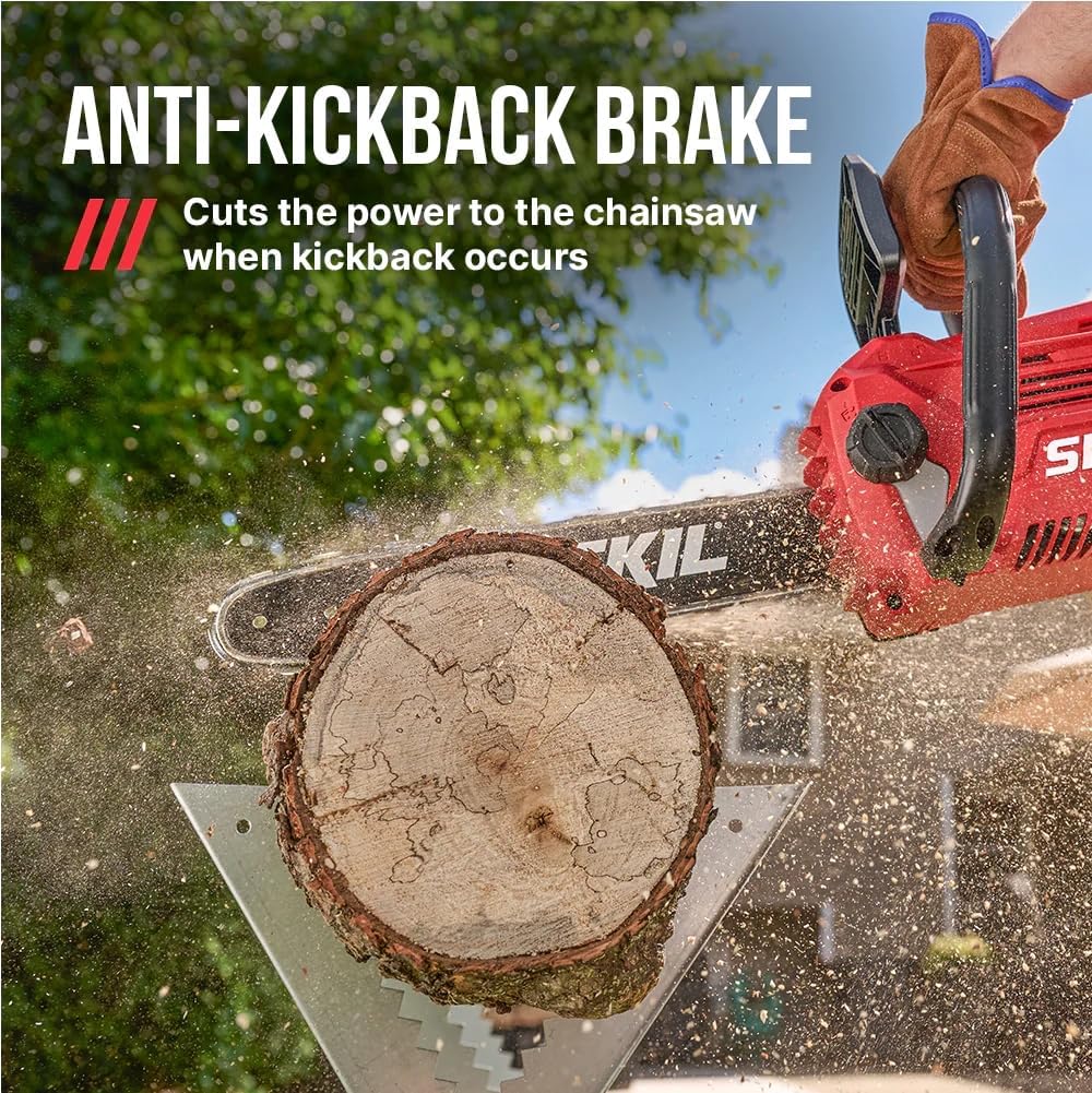 SKIL PWR CORE 40 Brushless 40V 14” Lightweight Chainsaw Kit with Tool-free Chain Tension & Auto Lubrication, Includes 2.5Ah Battery and Auto PWR Jump Charger - CS4555-10