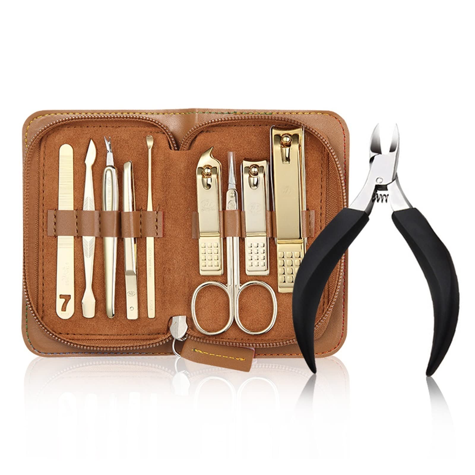 Kit de pedicura con cortauñas de 10 Piezas de Acero Inoxidable, Herramienta de manicura con Estuche portátil de Viaje.