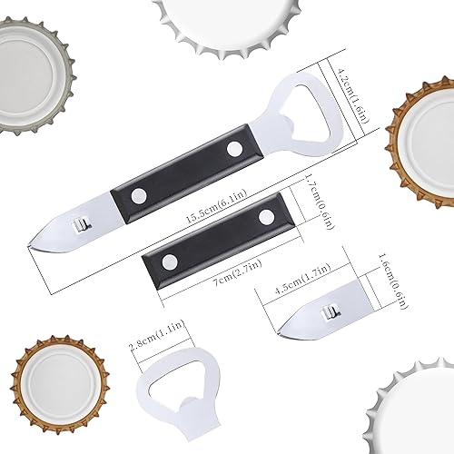 Miniatura 3 de Little Cook - Abrebotellas de acero inoxidable, 2 en 1, multifuncional, abridor de latas y cerveza, apto para lavavajillas (2 unidades, negro)