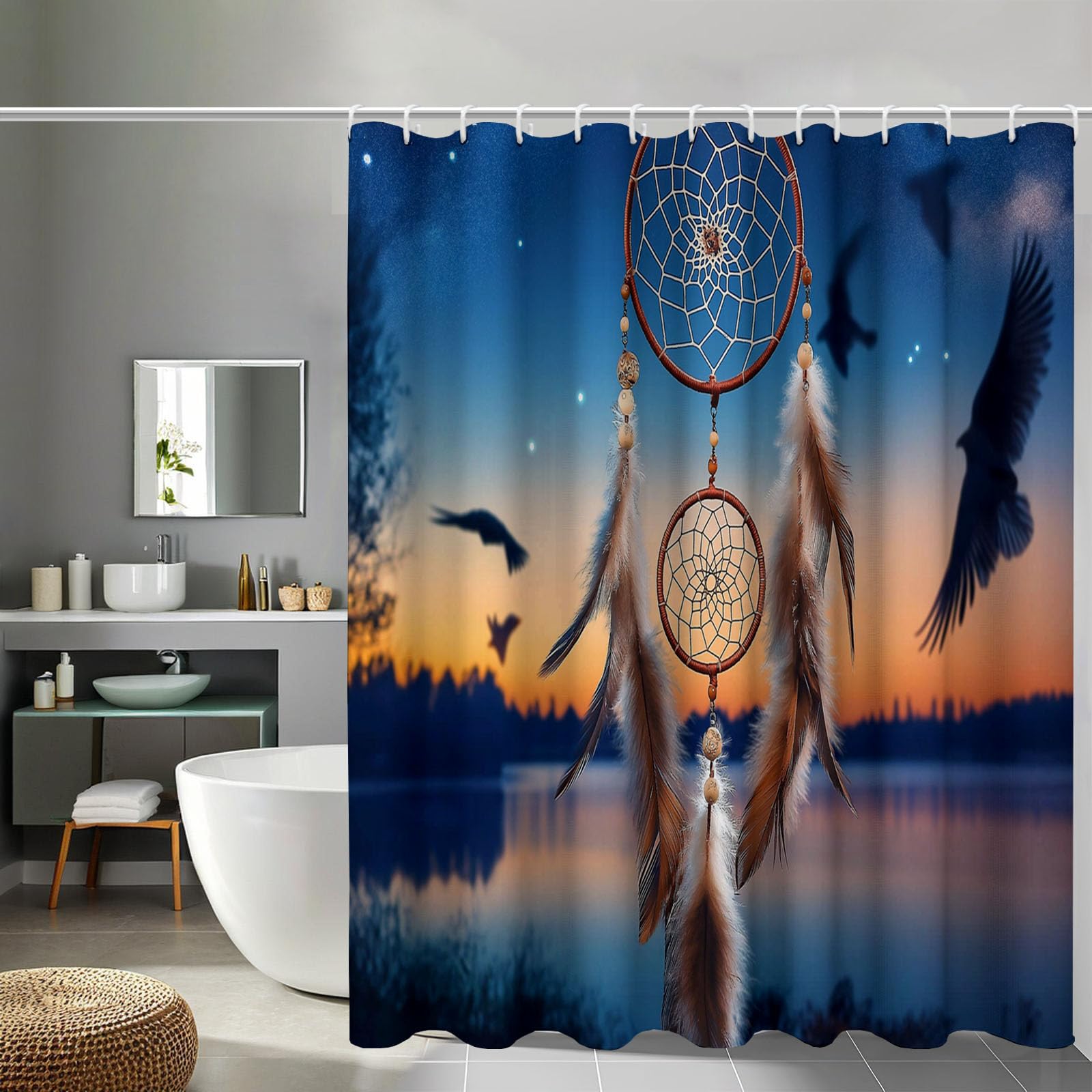 Rideau de douche bleu nuit de qualité supérieure en polyester imperméable et durable