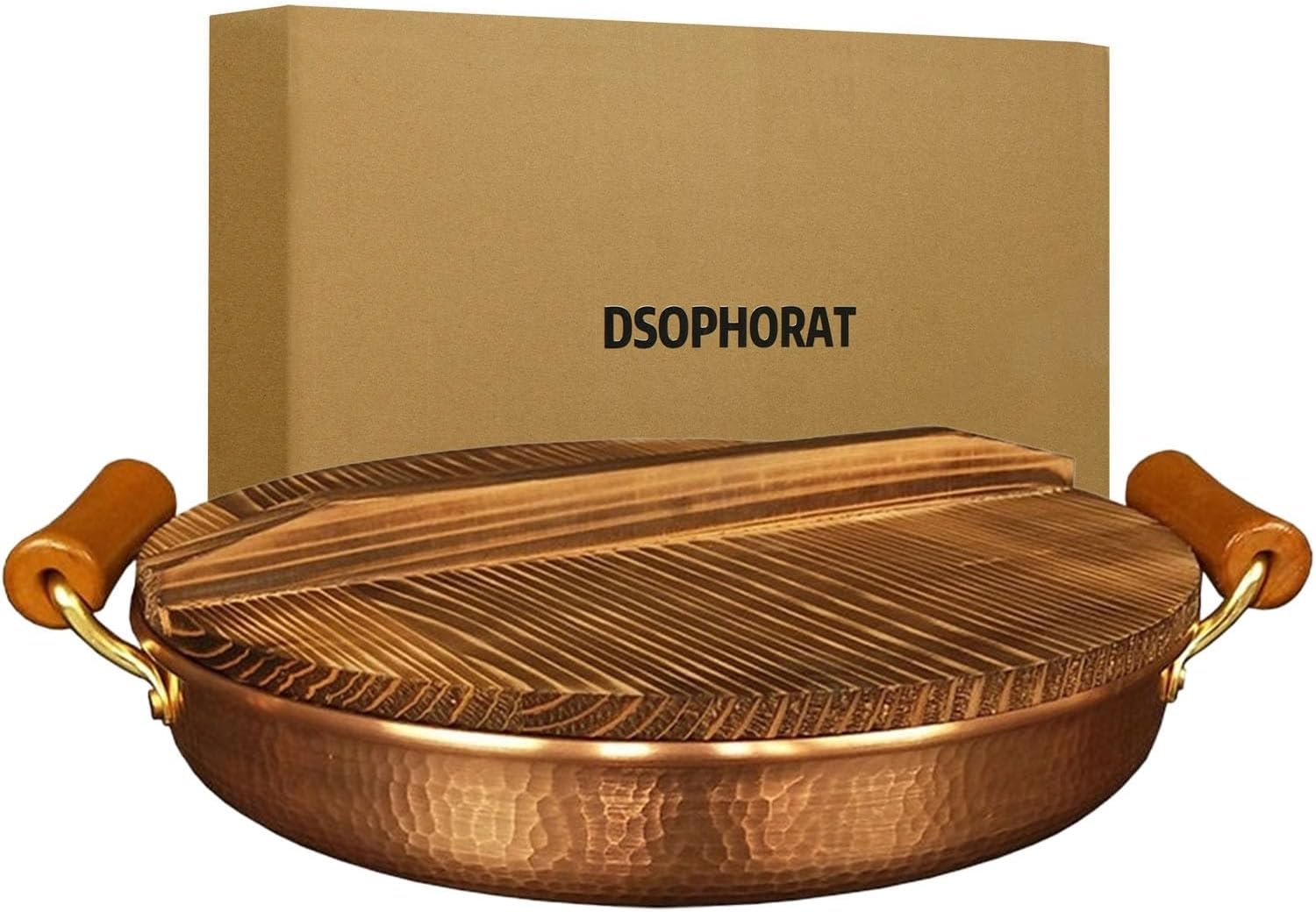 Cooking Pot Copper Skillet Copper Pan Long Handle Copper Pan Handmade Copper Pan Single Handle Copper Pan Pure Copper Pan nonstick pan (Color : B-with Cover)