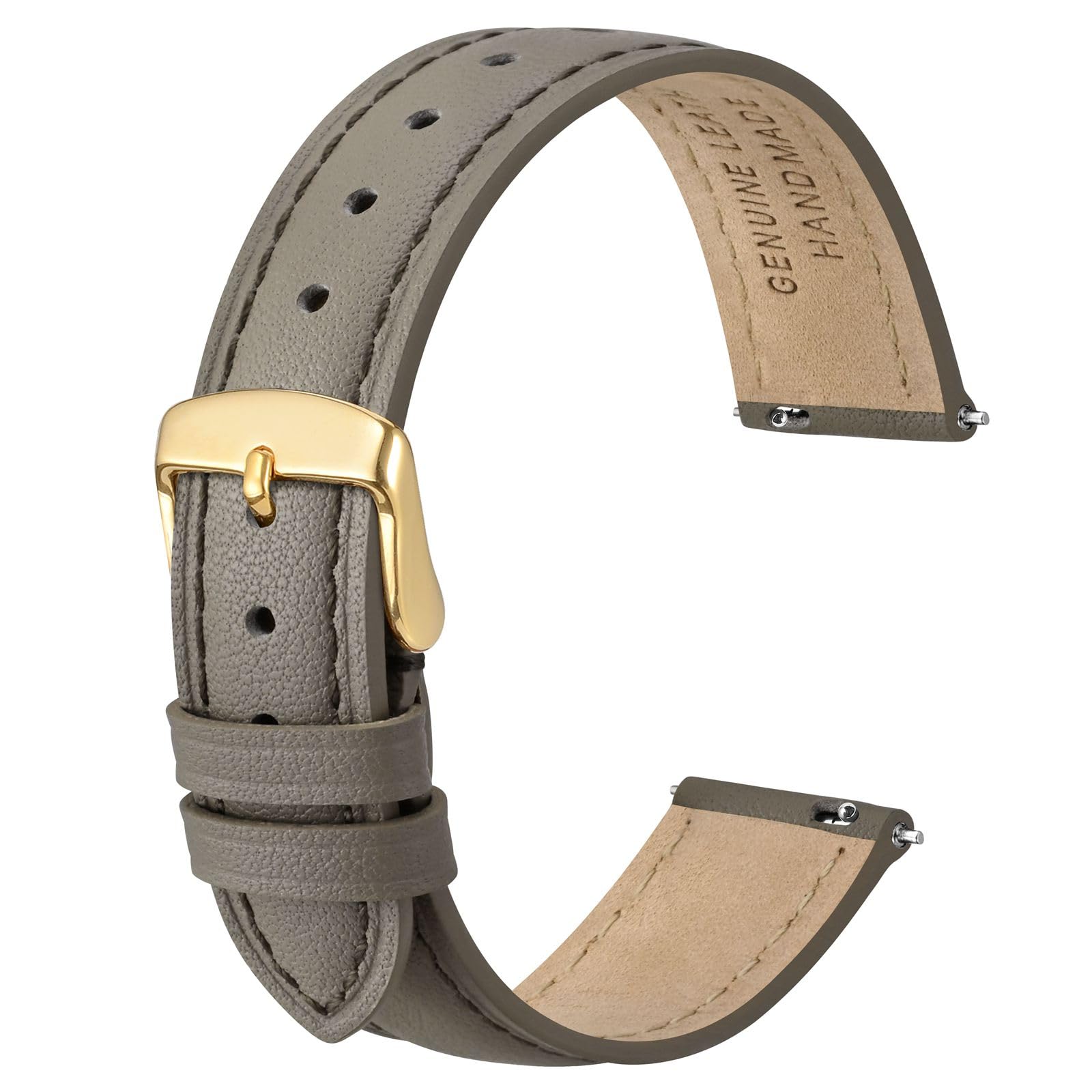 Anbeer Flat Thin Elegantes Echtes Leder Uhrenarmband, Schnellverschluss Ersatz Uhrenarmband für Frauen, Mehrere Größenauswahl