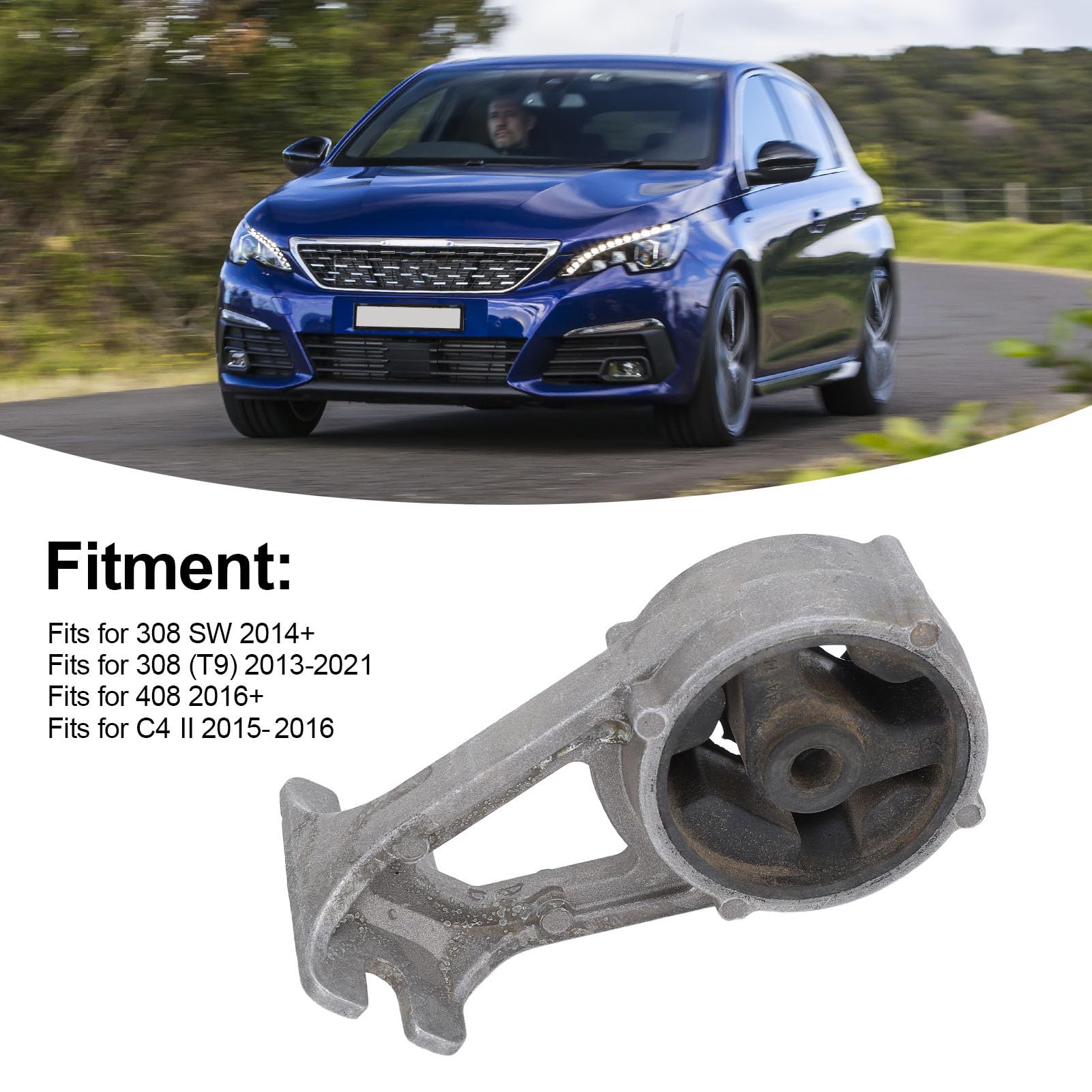KIMISS Soporte metálico para silenciador, compatible con 308, 408 y C4 II, resistente al calor, ref 9675078380