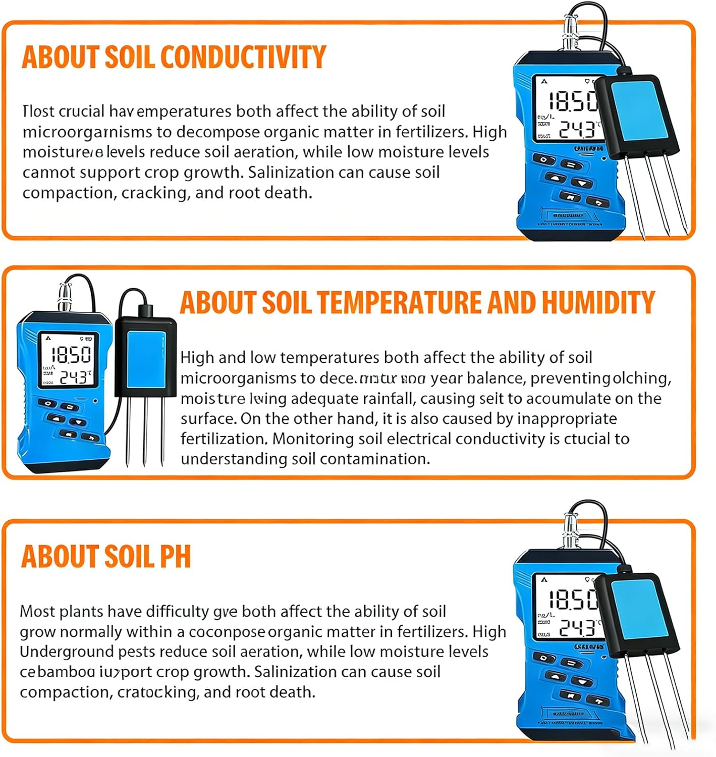7-in-1 Soil Tester with LCD Display – pH, NPK, Moisture, Nutrient, Conductivity for Gardening, Farming, Plants, Vegetables – Essential Soil Fertility Tool