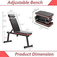 Vista 6 de Wesfital Banco de pesas con extensión de piernas y rizo, banco de entrenamiento ajustable para uso general inclinado, bancos de declive