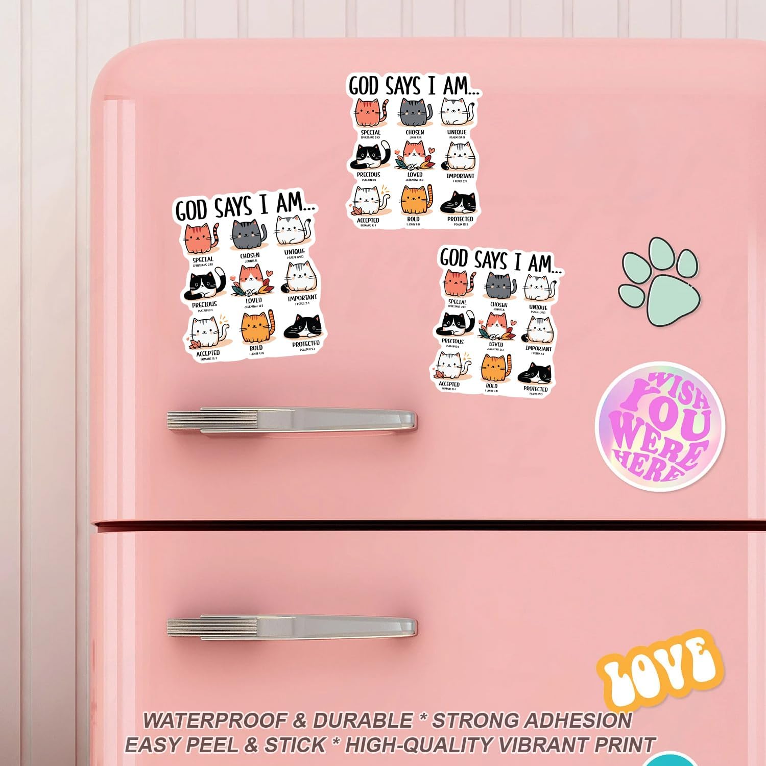 (3Pcs) God Says I Am Stickers 3'' Cat Sticker Funny Waterproof Decal for Water Bottle Journaling Laptop Kindle Stanley Cup Bumper - Image 7