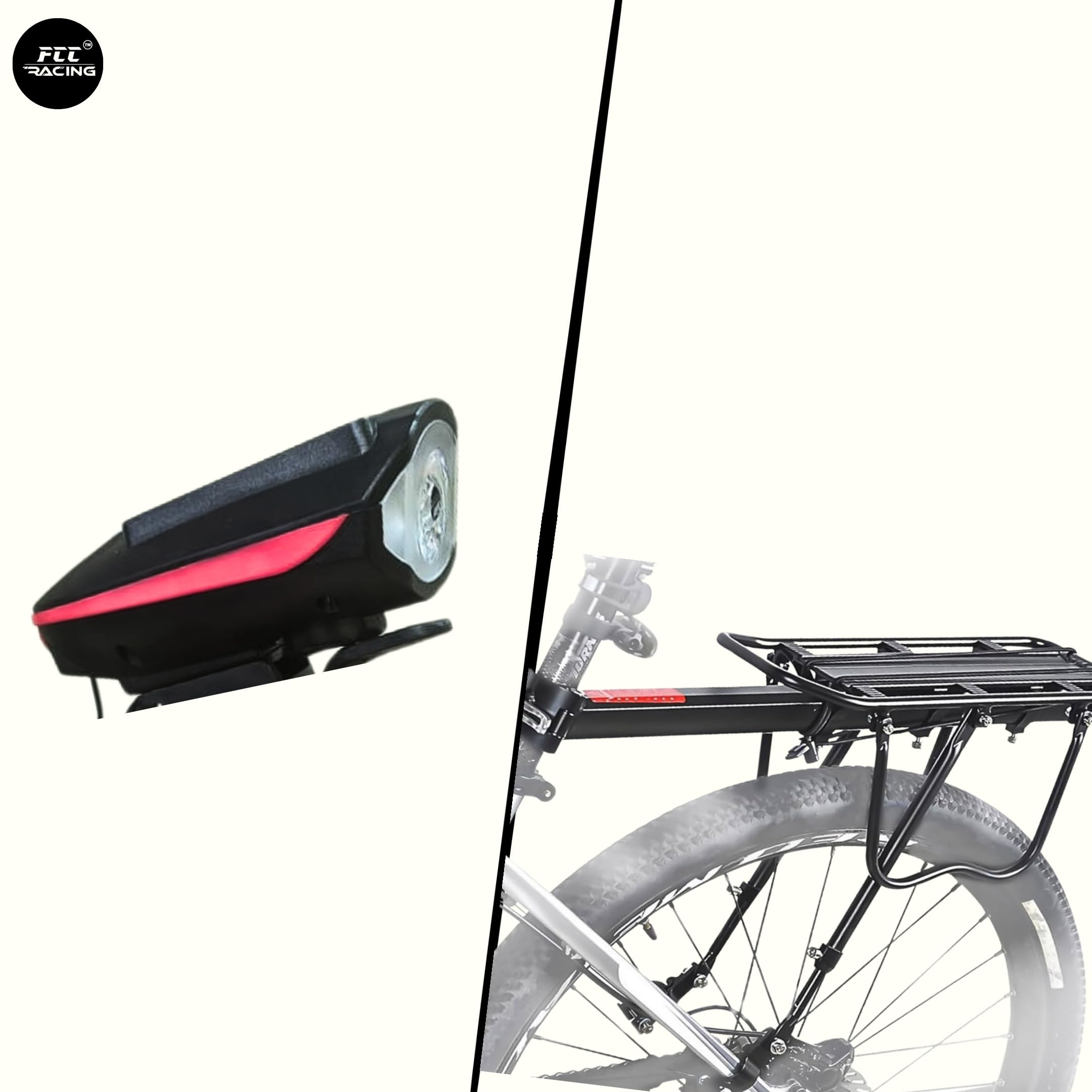 Bicycle Rear Rack/Carrier - Aluminium Alloy and Front Solar Light Combo for Bicycle 3