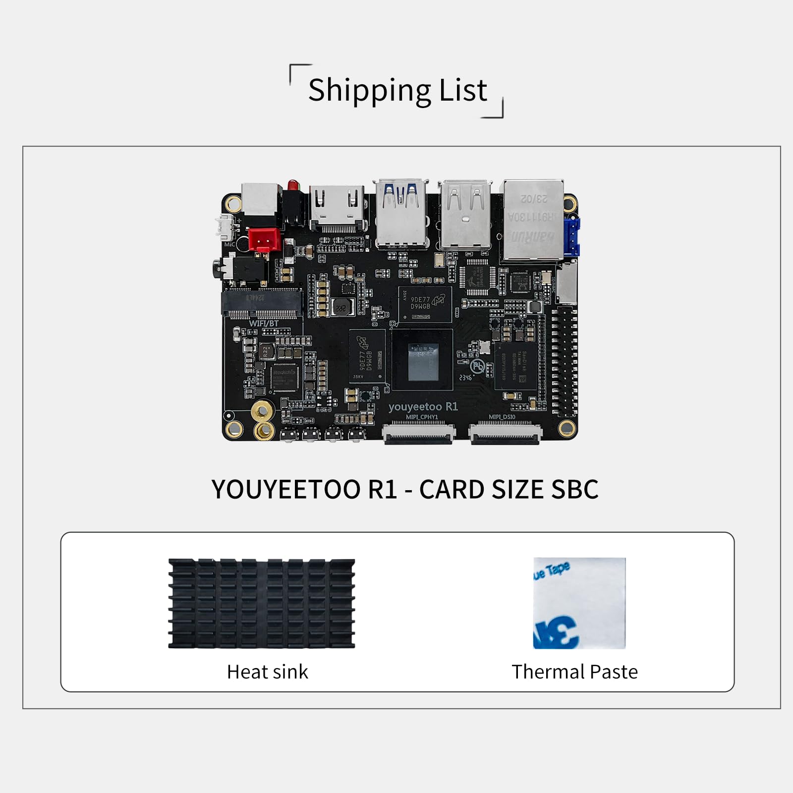 WayPonDEV youyeetoo R1 Rockchip RK3588S 8-Core 64bit Single Board Computer, unterstützt 8K Display, PCIe 2.0 SSD, NFC, WIFI5/6, Android/Linux AI Devkit für AIOT (16+128 GB)