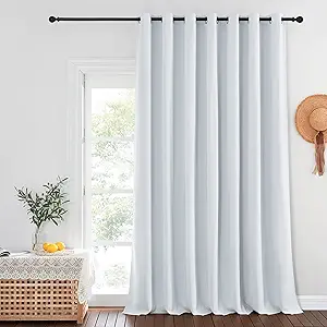 NICETOWN Patio Door Curtain for Living Room, Grommet Sound Reducing Room Divider Privacy Window Treatment for Bedroom, Greyish White, 1 Panel, W100 x L102