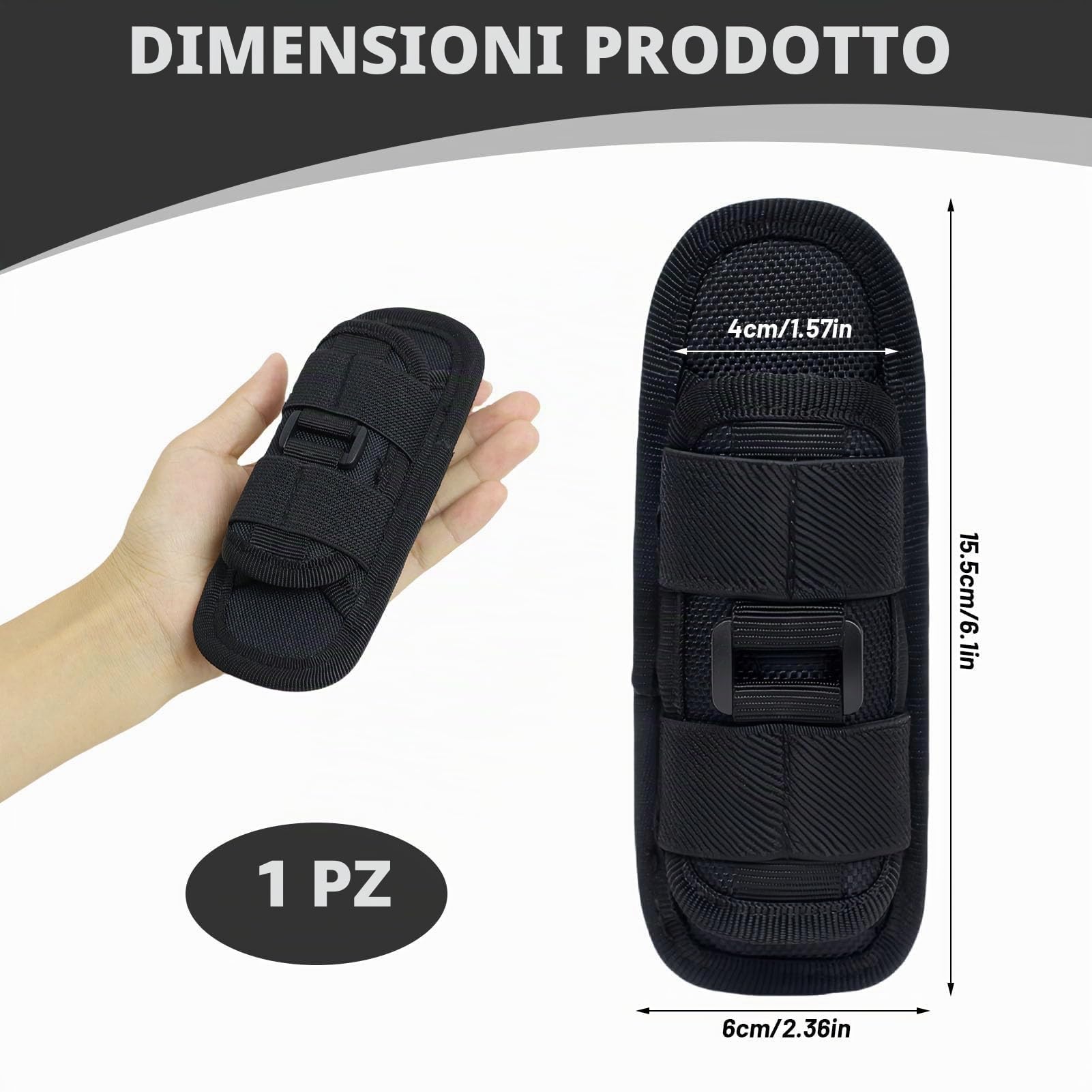 Custodia per Torcia Tascabile Girevole a 360 Gradi Con Clip per Cintura, Supporto Tattico per Attività All'aperto, Escursionismo, Caccia, Campeggio, Copertura in Nylon
