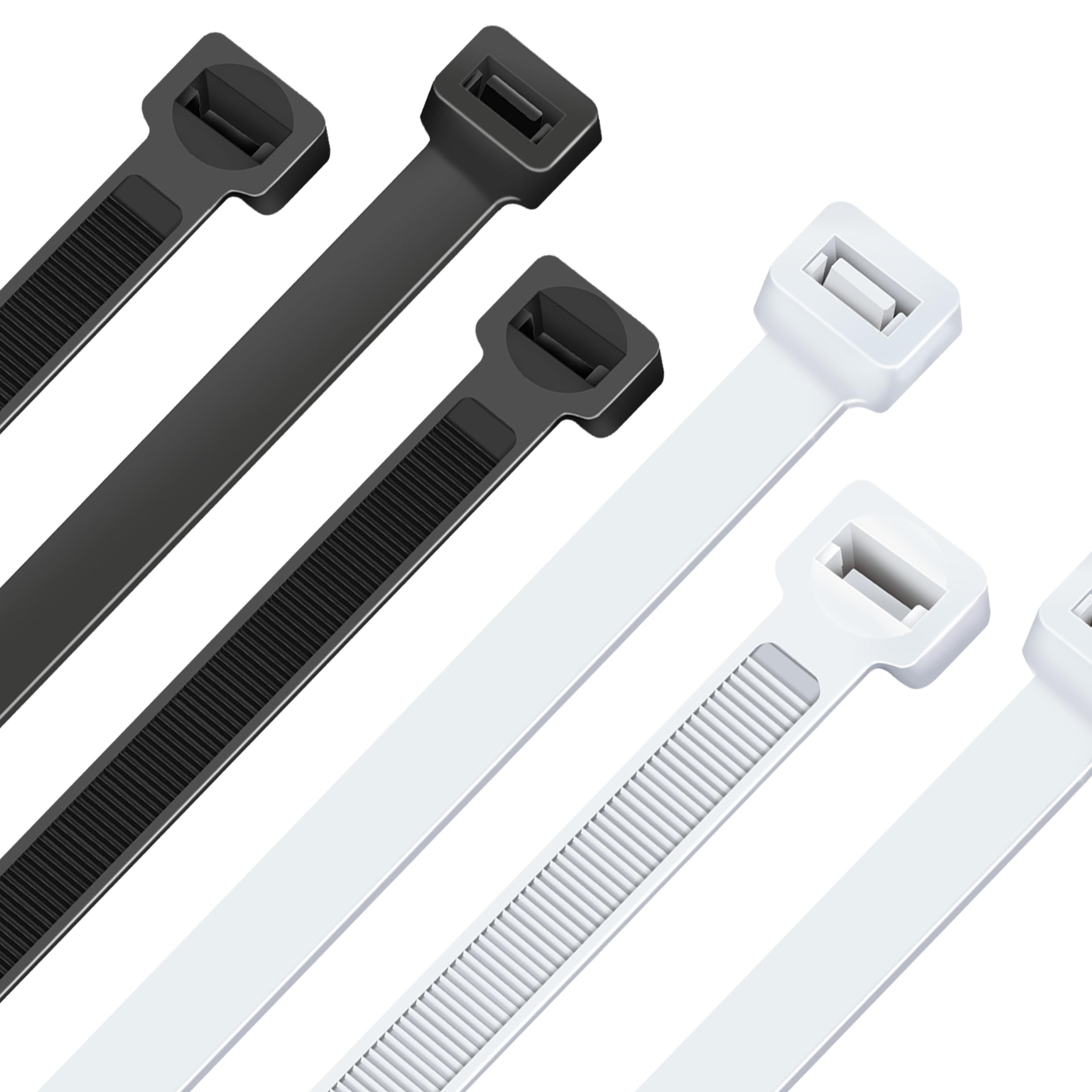 AVERZELLA Strong Heavy Duty Zip Ties 14 Inch (600-Pack) -65LB Tensile Strength- Industrial Large Cable Ties for Outdoor Use, Long All-Weather Nylon Ties (Black and White)