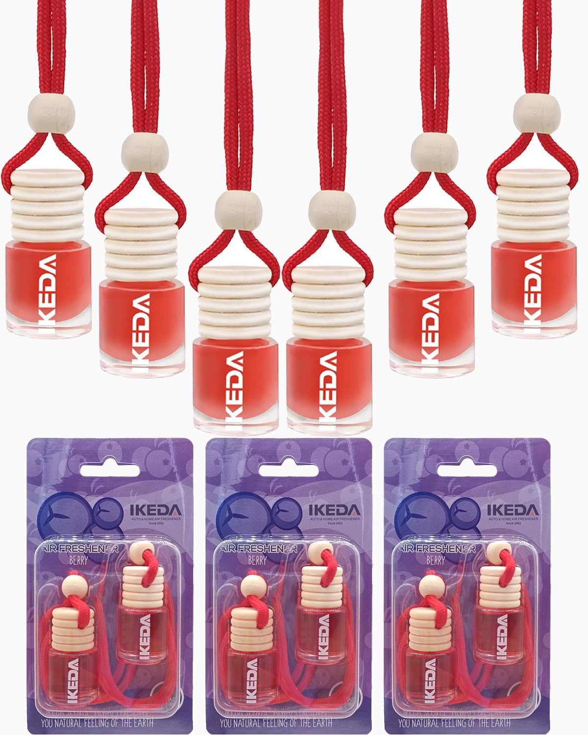 Car Air Freshener 4ml Car Scents | 6pcs 45-Days Keep Fragrance | Automotive Hanging Diffuser Bottles | Remove Auto Odor Long-Lasting Fresh Air for Home Deodorize (Berry, 6pcs)