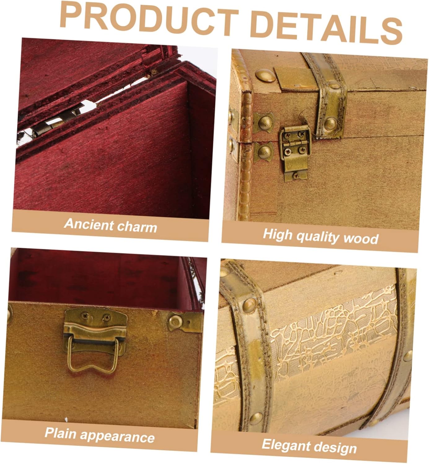 Cabilock Retro Style Wooden Jewelry Storage Box Small Pirate Treasure Chest Keepsake Case for Bracelets Earrings Necklaces Space Saving Organizer Decor Gift